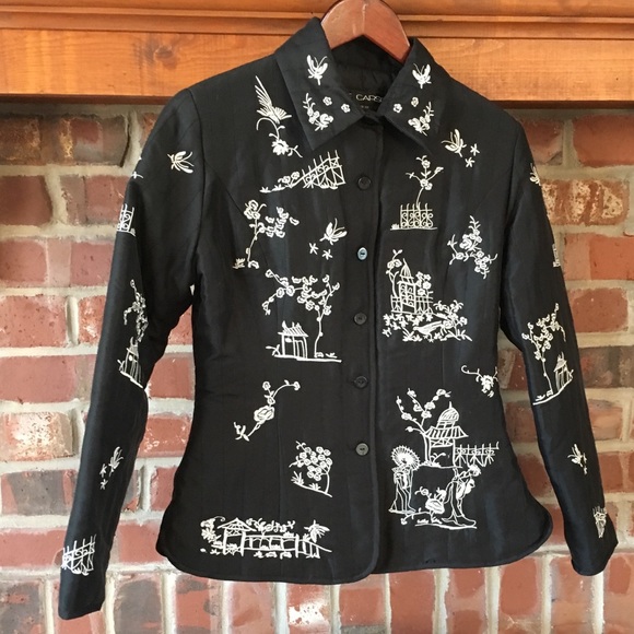 Ann Carson Silk Embroidered Quilted Jacket - Picture 5 of 6